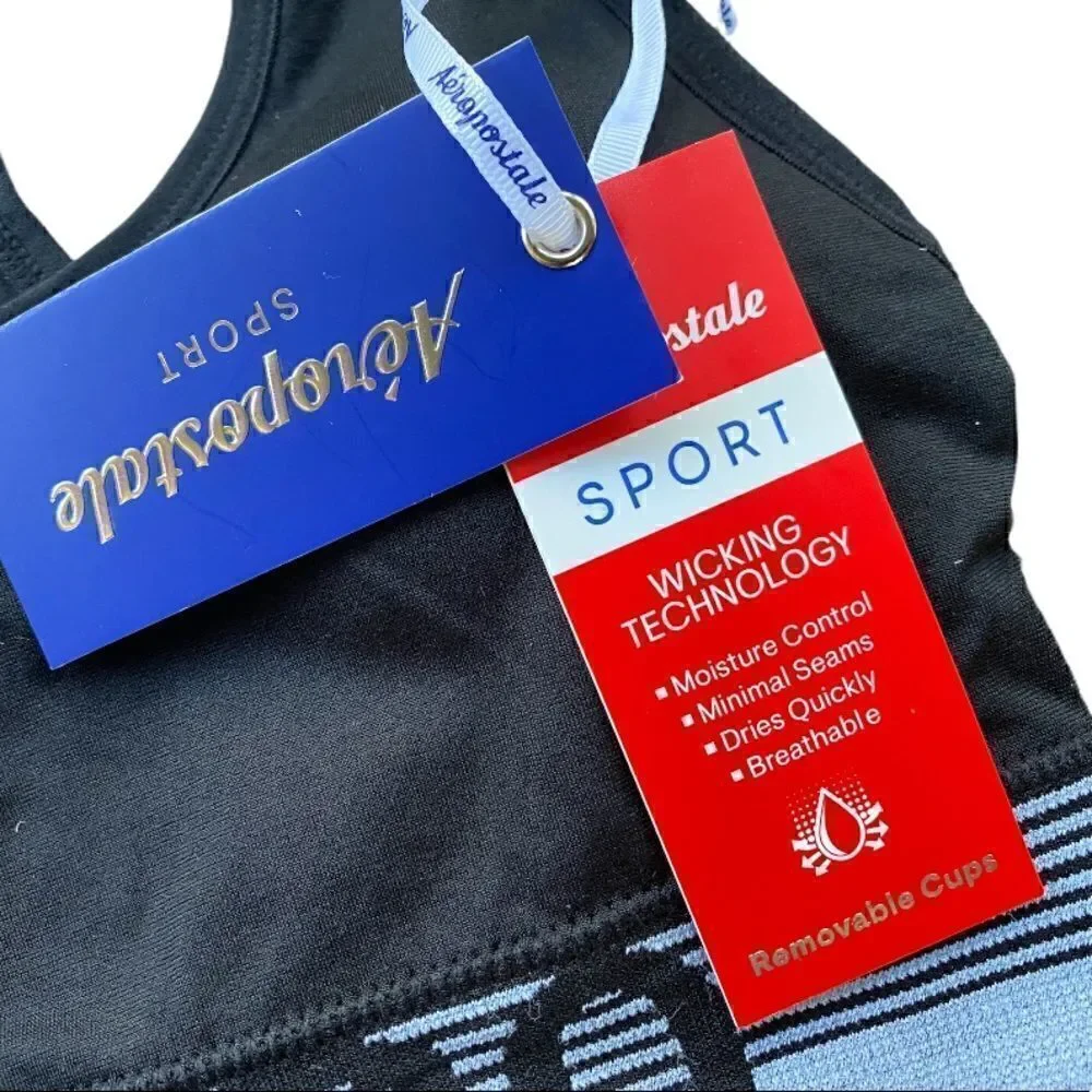 AEROPOSTALE Black Logo Band Racerback Sports Bra